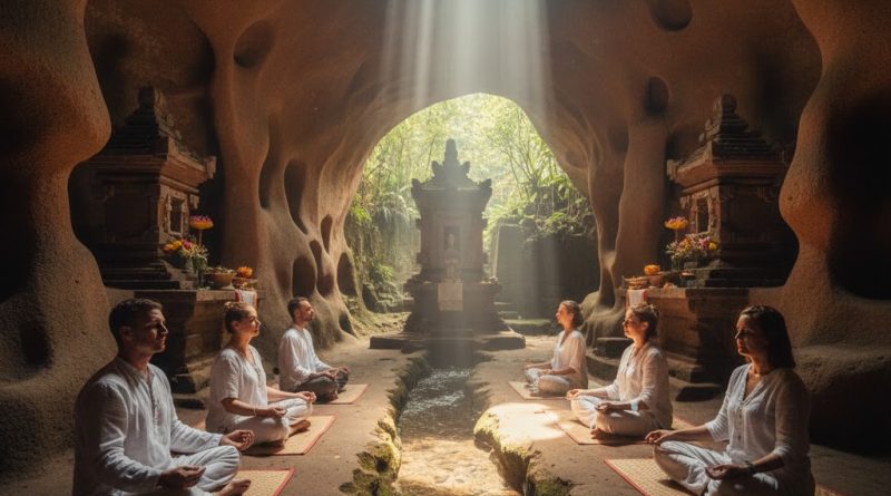 Meditasi di Goa Garba Tampaksiring